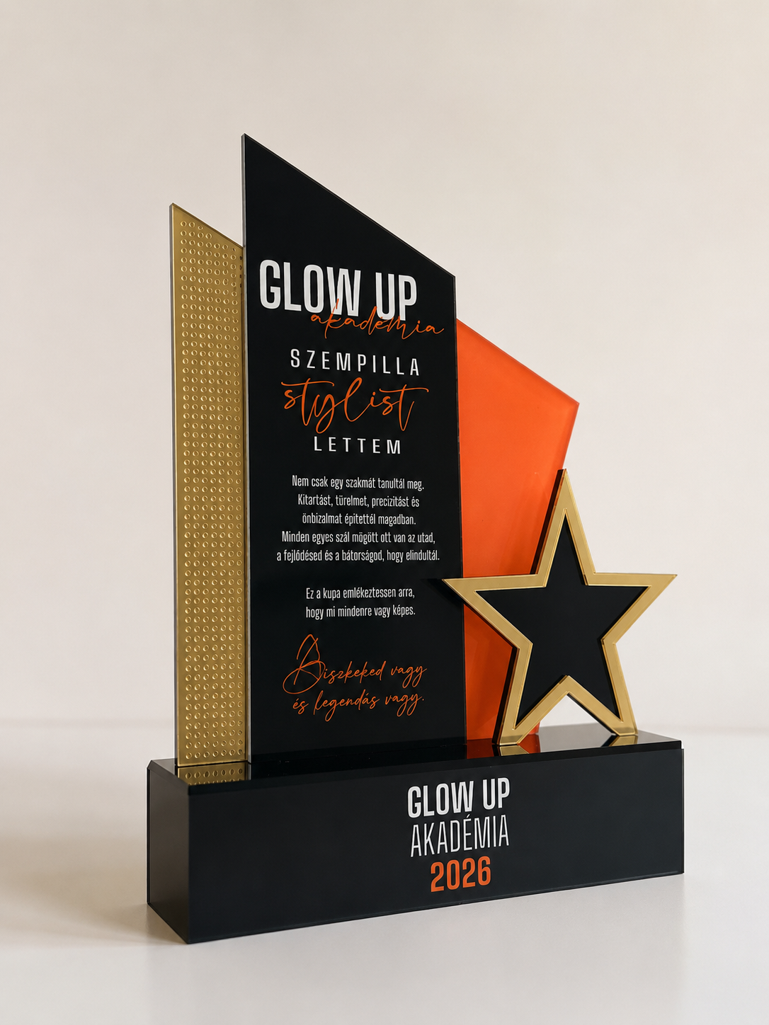 Trofeu star effect 3D cu bază plexiglass imprimat