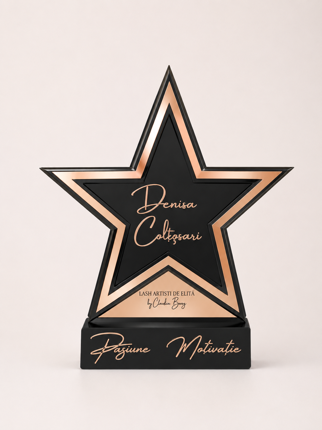 Trofeu Star Rose 3D cu Litere