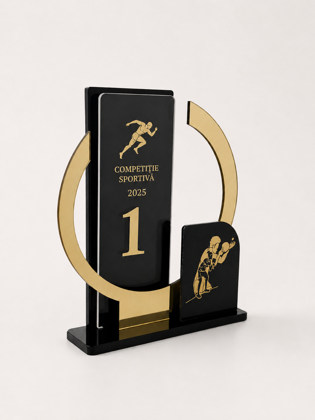 Trofeu sportiv plexiglass auriu pentru competiții