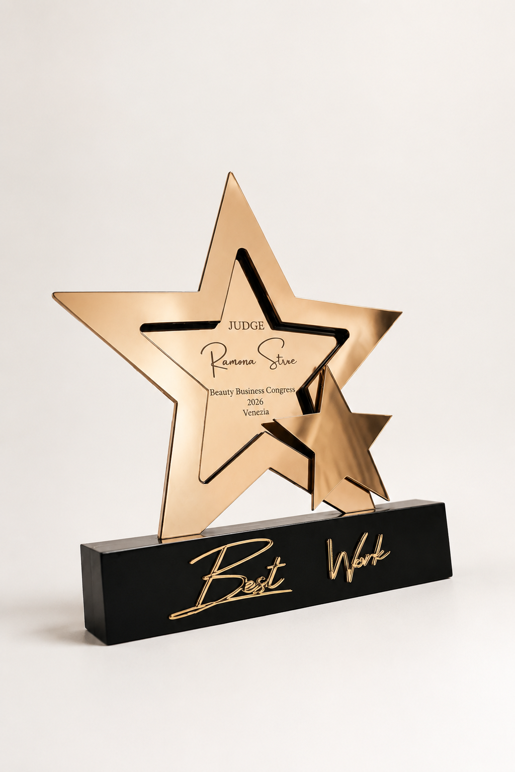 Trofeu super star plexiglass auriu stea dublă premium