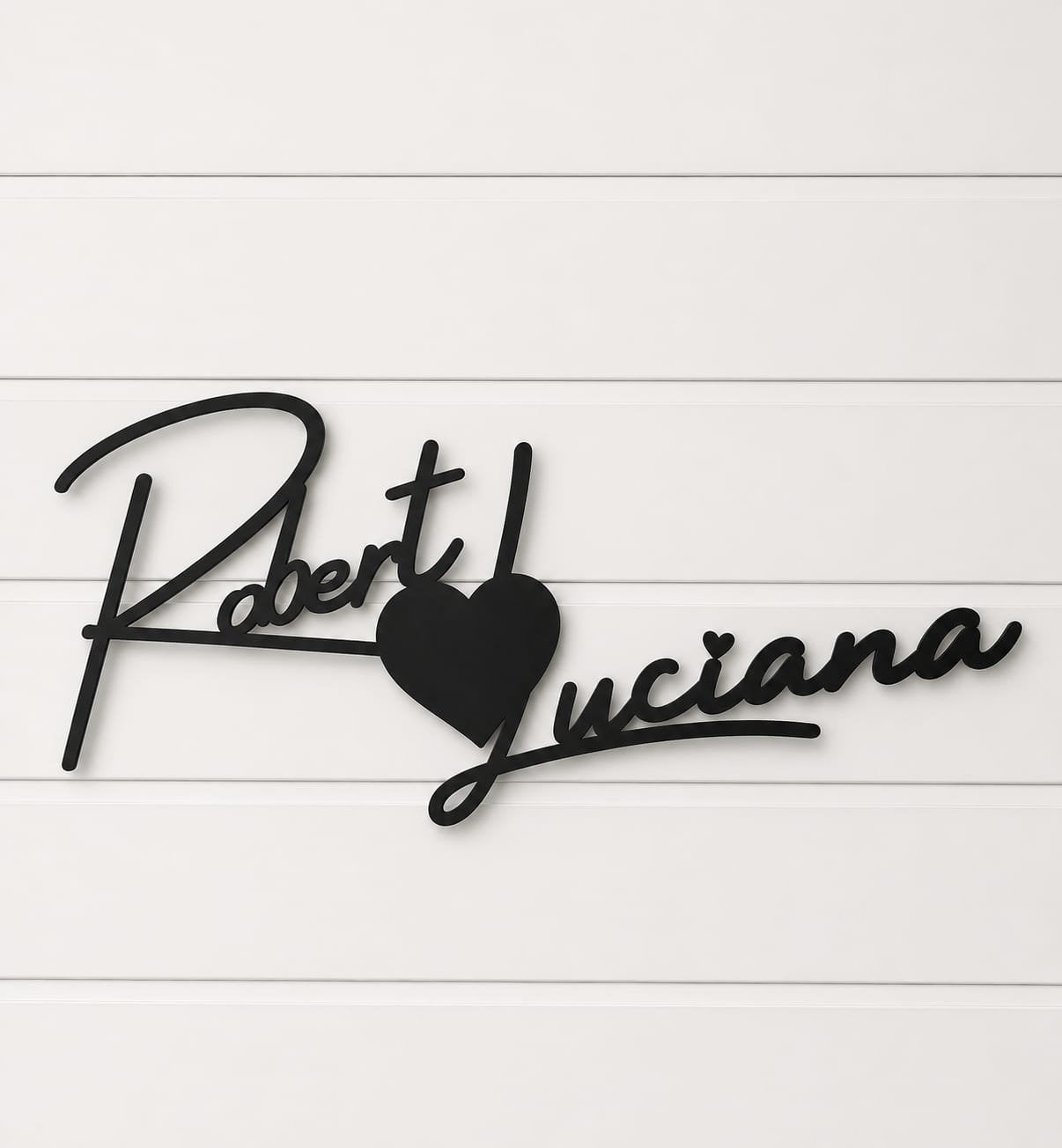 Nume personalizat MDF Robert și Luciana cu inimă