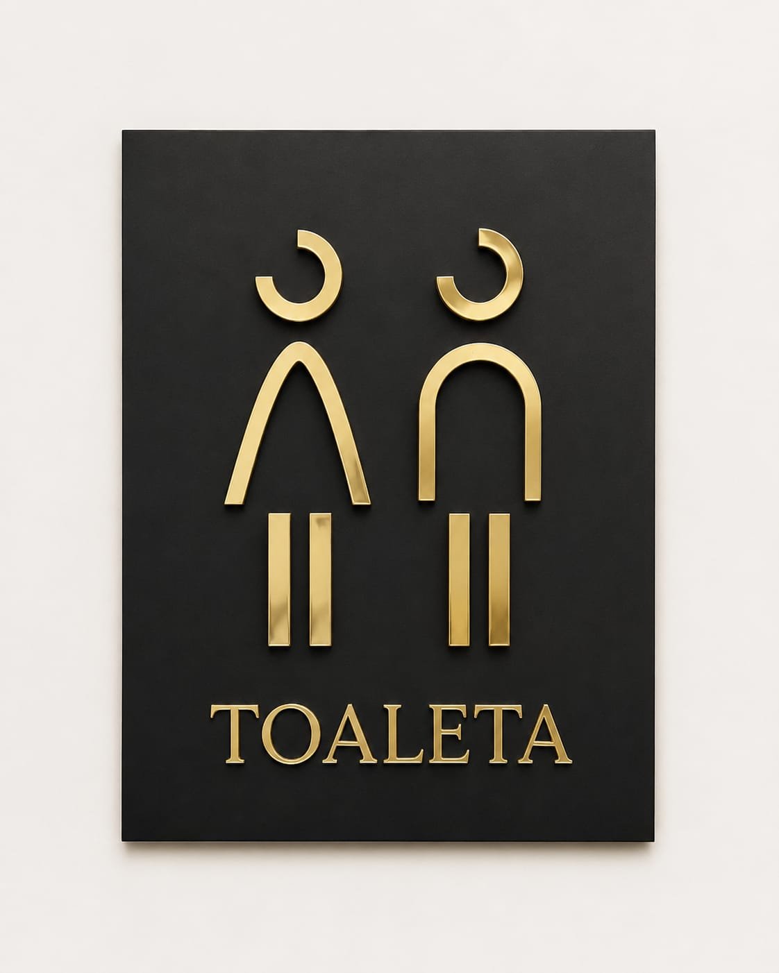 Plăcuță toaletă personalizată plexiglass 3D neagră cu iconițe aurii