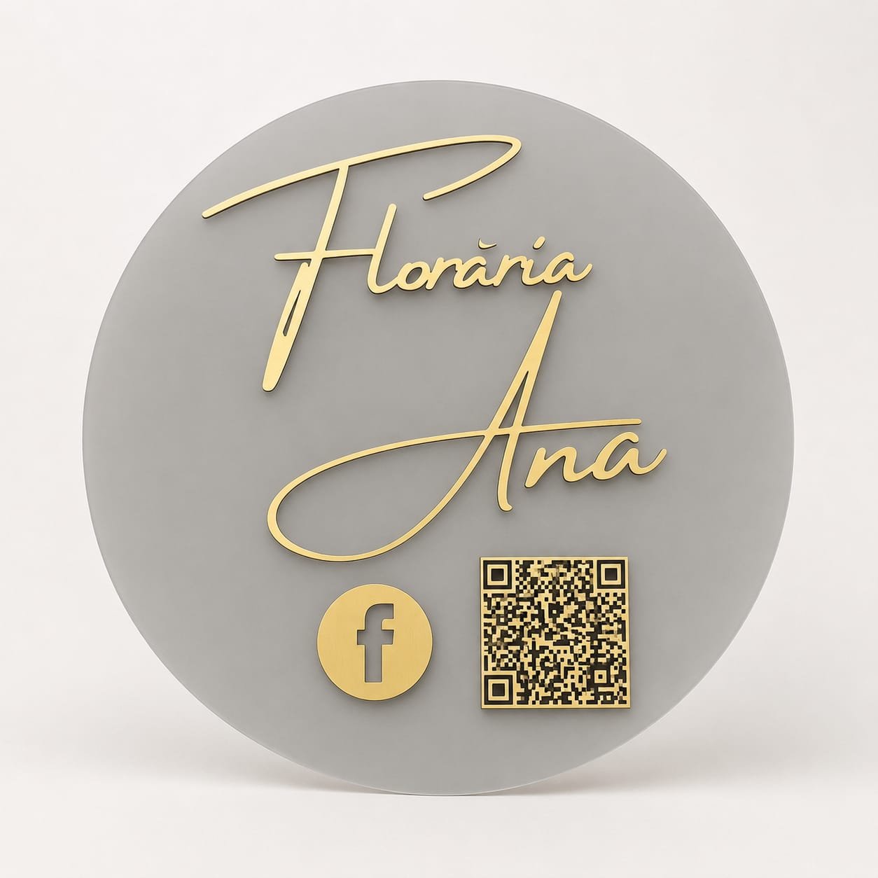Suport QR code personalizat plexiglass freeze gri mat