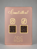 Suport QR code personalizat luminos roz auriu