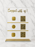 Suport QR code personalizat plexiglass transparent auriu