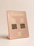 Suport QR code personalizat plexiglass oglindă rose gold