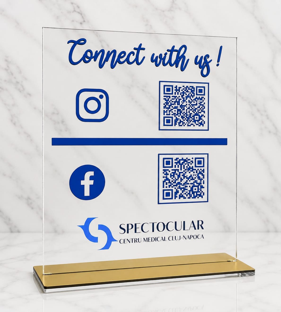 Suport QR code personalizat print UV plexiglass transparent