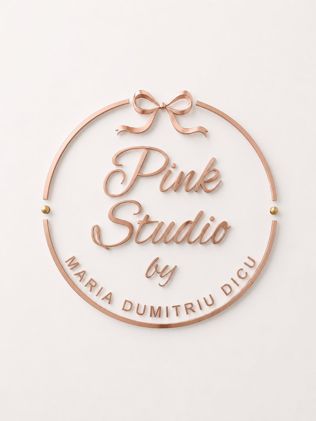 Siglă personalizată rotundă rose gold cu litere aplicate
